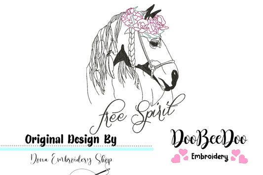 Free Spirit Horse - Redwork