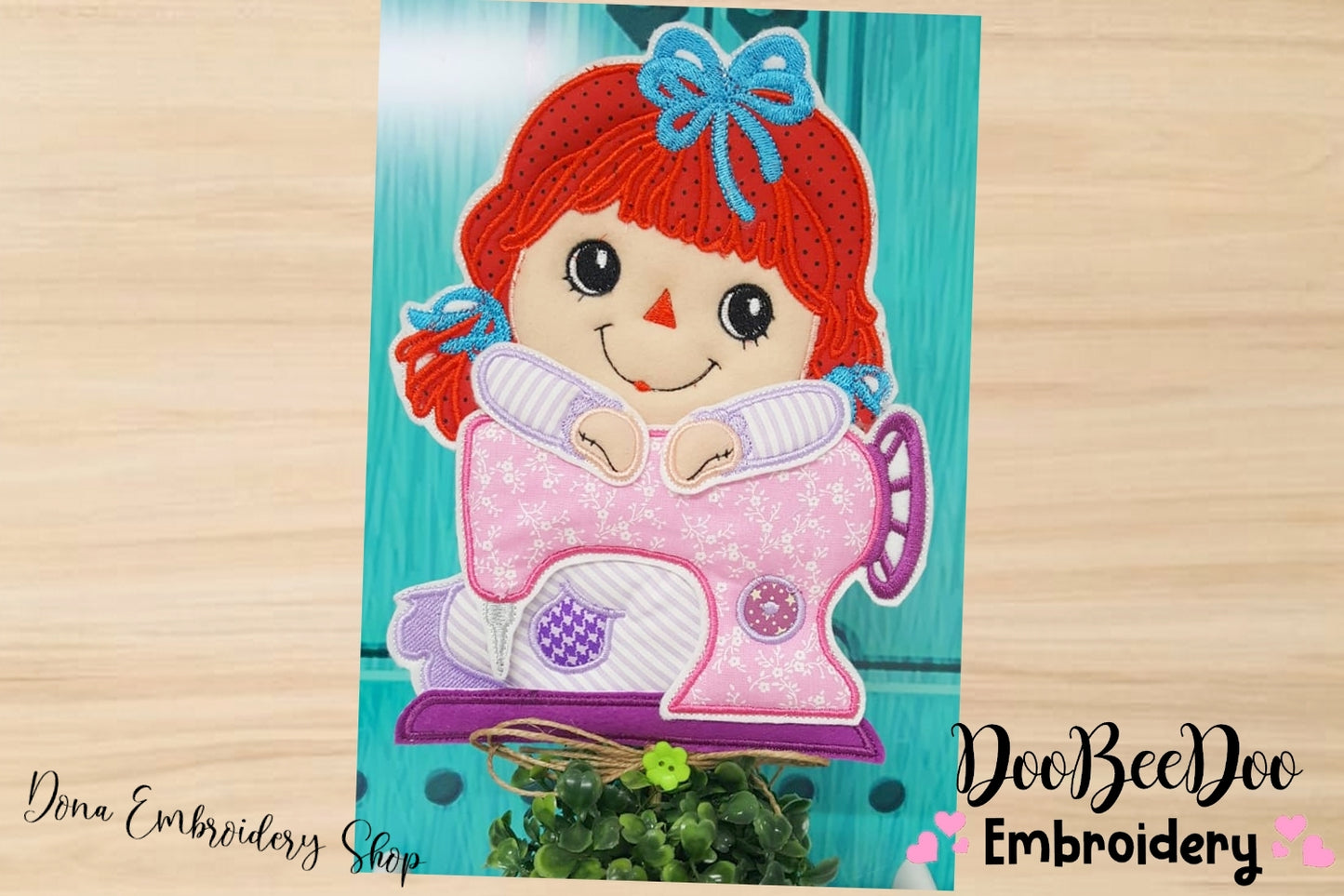 Rag Doll With Sewing Machine Ornament - ITH Project - Machine Embroidery Design