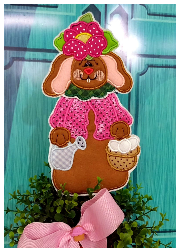 Spring Girl Bunny Ornament - ITH Project - Machine Embroidery Design