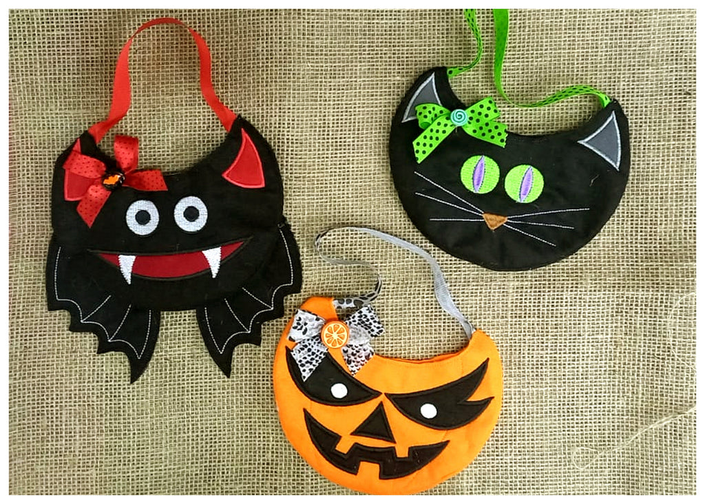 Halloween Candy Bags Set of 3 Designs - ITH Project - Machine Embroidery Design