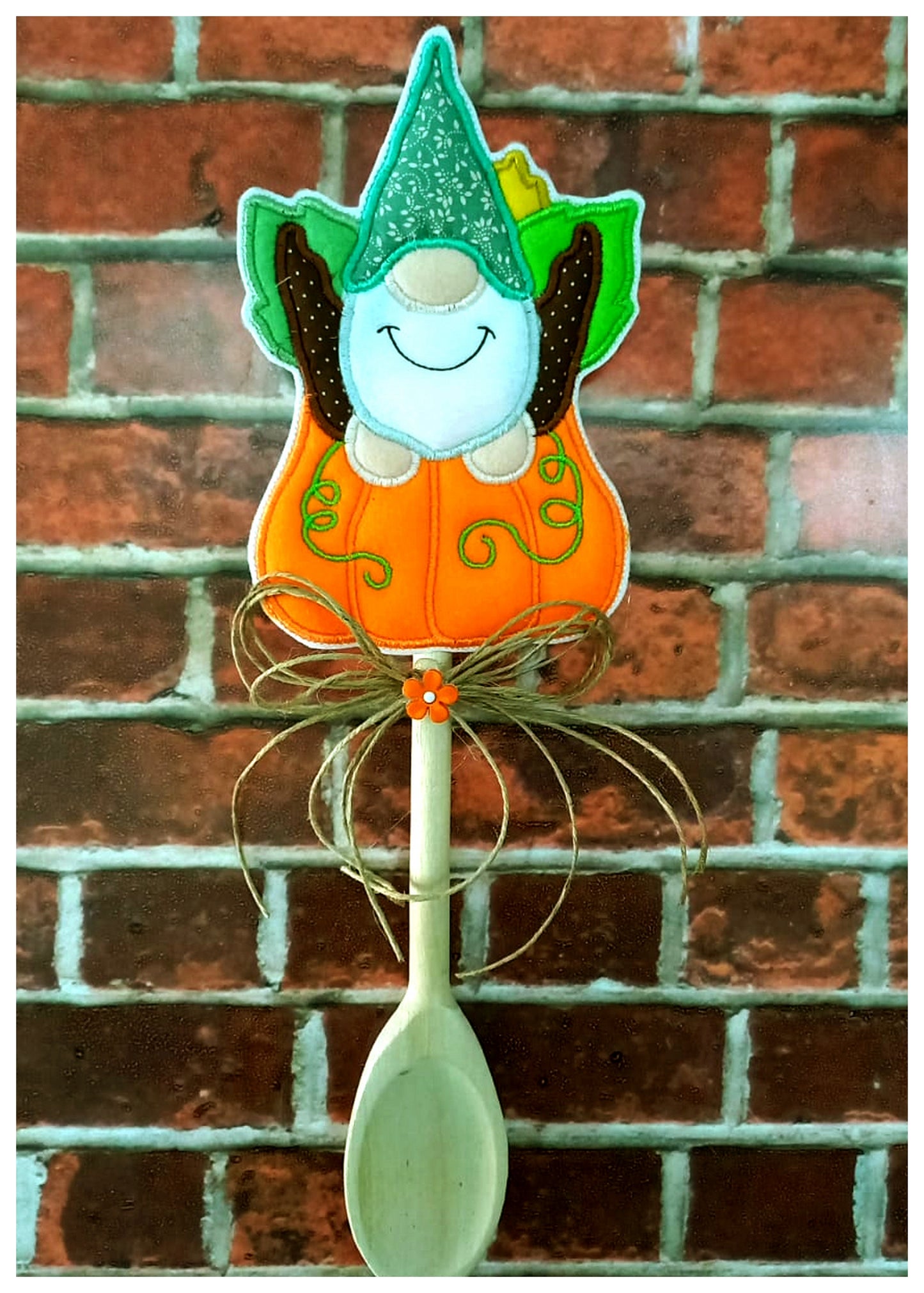 Autumn Gnome Spoon Ornament - ITH Project - Machine Embroidery Design