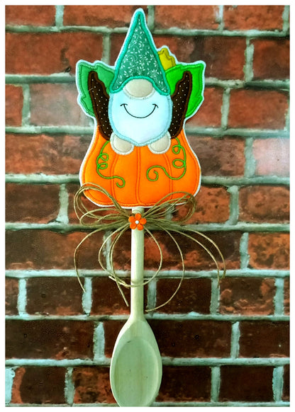 Autumn Gnome Spoon Ornament - ITH Project - Machine Embroidery Design