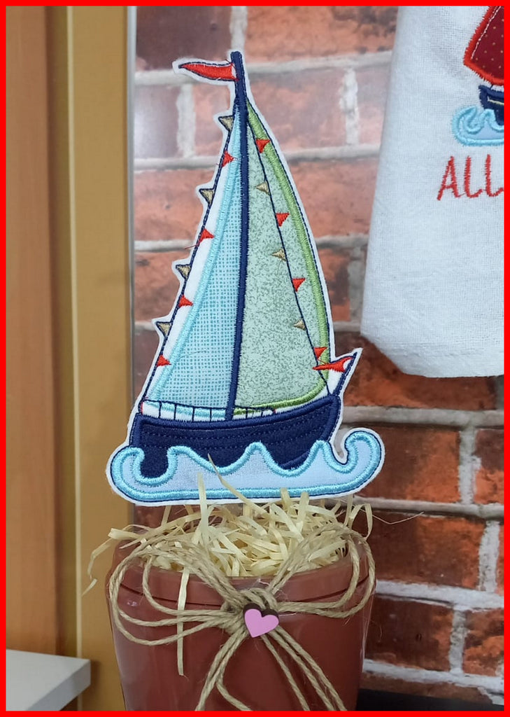 Boat Vase Ornament - ITH Project - Machine Embroidery Design