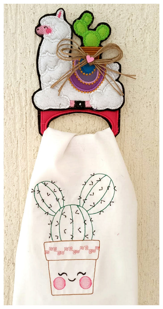 Llama Dish Cloth Hanger - ITH Project - Machine Embroidery Design
