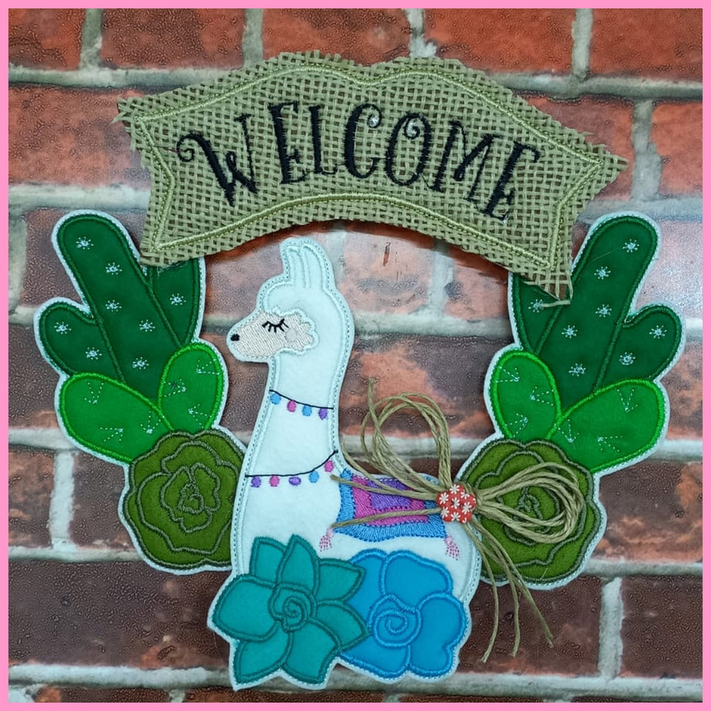 Llama Welcome Wreath - ITH Project - Machine Embroidery Design