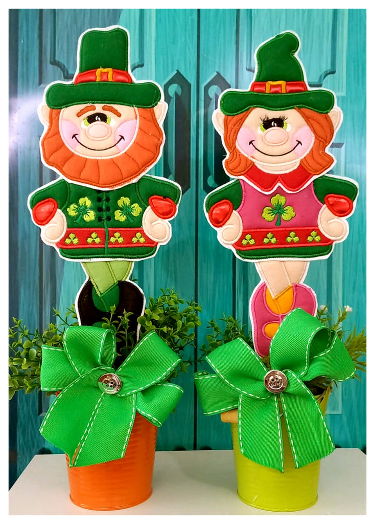 Dancing Leprechaun Couple Set of 2 Designs - ITH Project - Machine Embroidery Design
