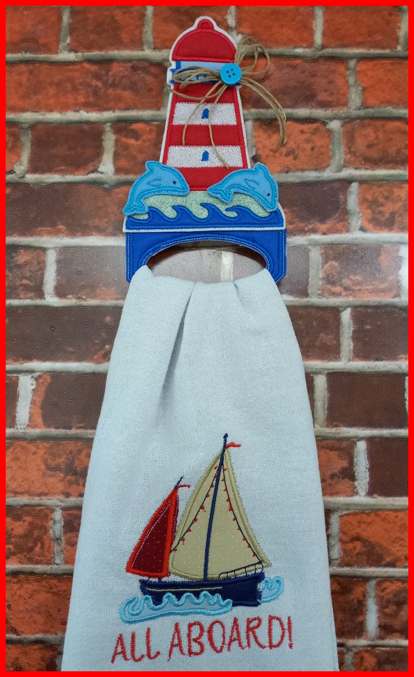 Nautical Dish Cloth Hanger - ITH Project - Machine Embroidery Design