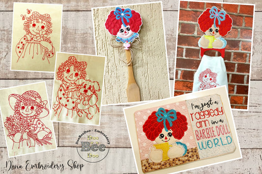 Raggedy Doll Kitchen Set - ITH Project - Machine Embroidery Design