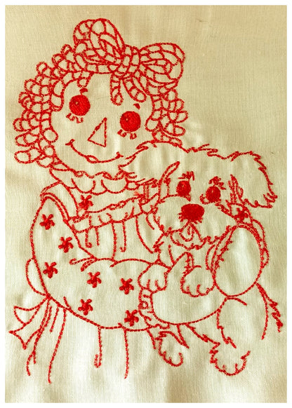 Raggedy Doll Pack with 3 designs - Redwork