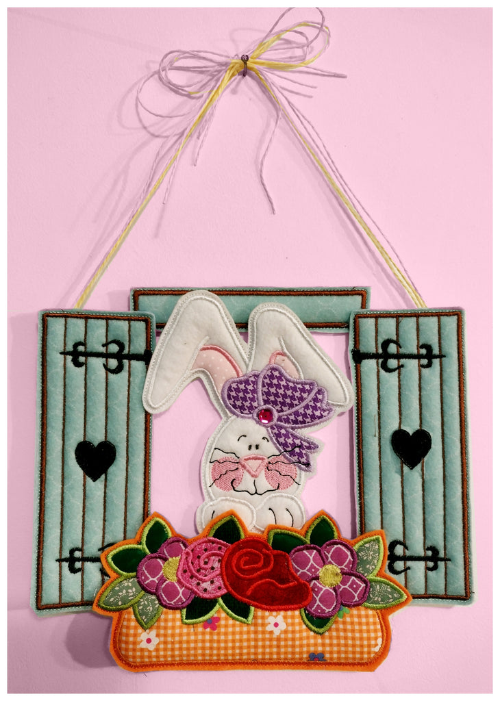 Bunny in the window Door Ornament - ITH Project - Machine Embroidery Design