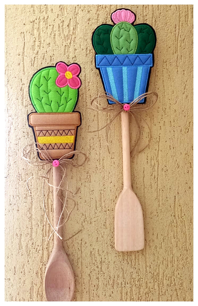 Cactus Spoon Ornaments - ITH Project - Machine Embroidery Design