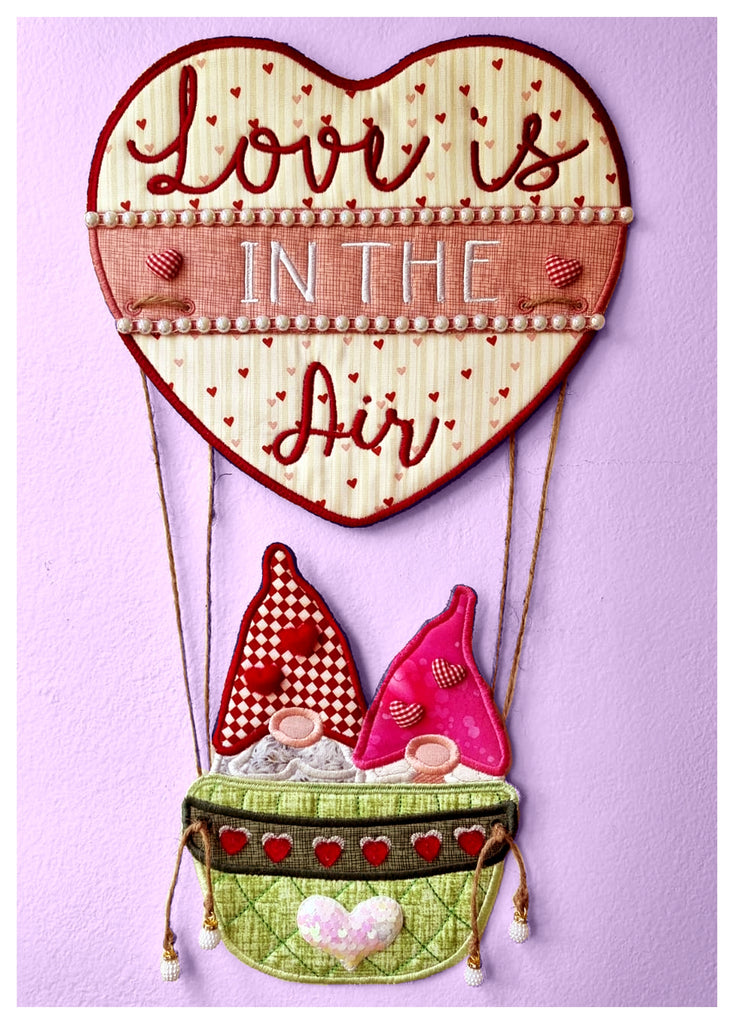 Love is in the Air Gnomes Ornament - ITH Project - Machine Embroidery Design