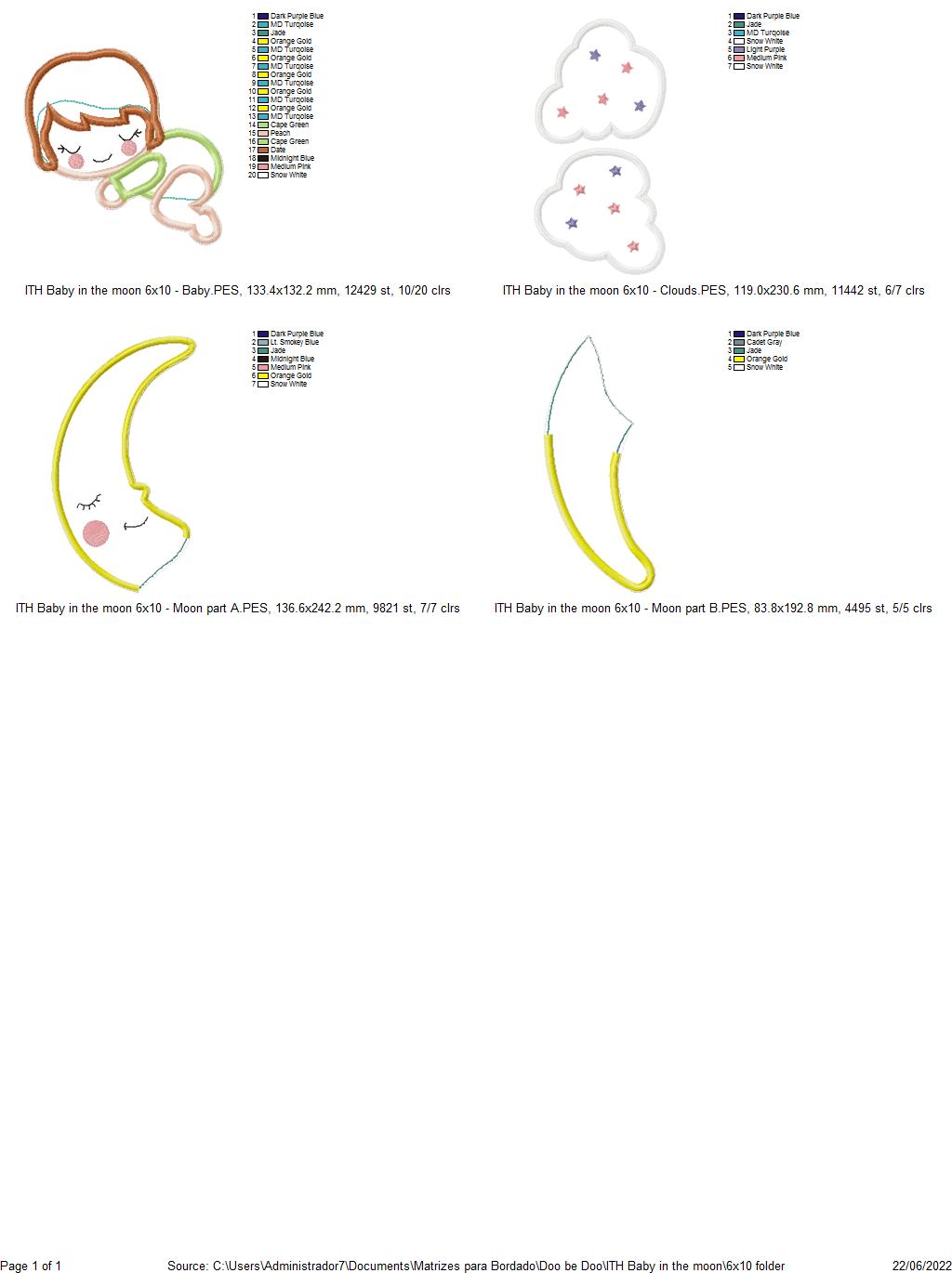 Baby in the Moon Nursery Door Hanger - ITH Project - Machine Embroidery Design