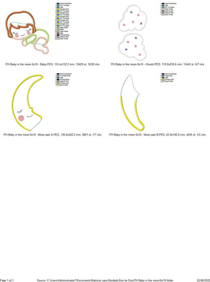 Baby in the Moon Nursery Door Hanger - ITH Project - Machine Embroidery Design