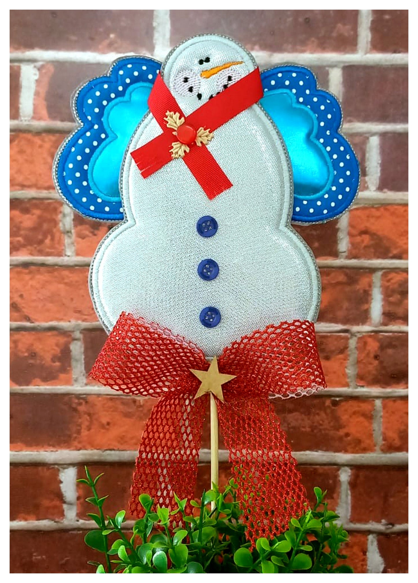 Angel Snowman Vase Ornament - ITH Project - Machine Embroidery Design