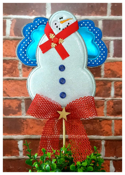 Angel Snowman Vase Ornament - ITH Project - Machine Embroidery Design