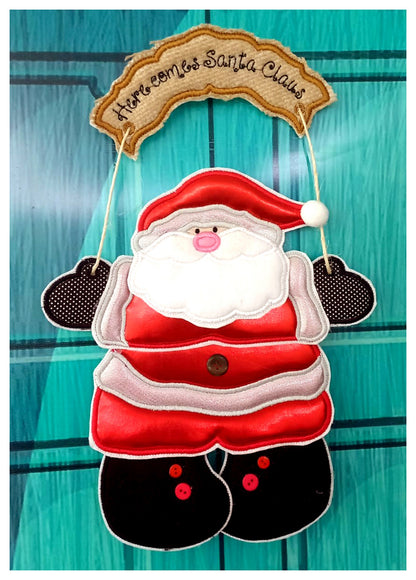 Here Comes Santa Claus Ornament - ITH Project - Machine Embroidery Design