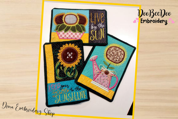 Sunflower Mug Rugs - ITH Project - Machine Embroidery Design
