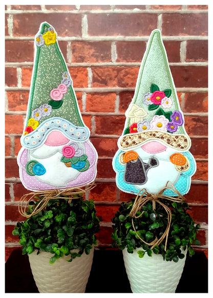 Spring Gnomes Set of 2 Design - ITH Project - Machine Embroidery Design