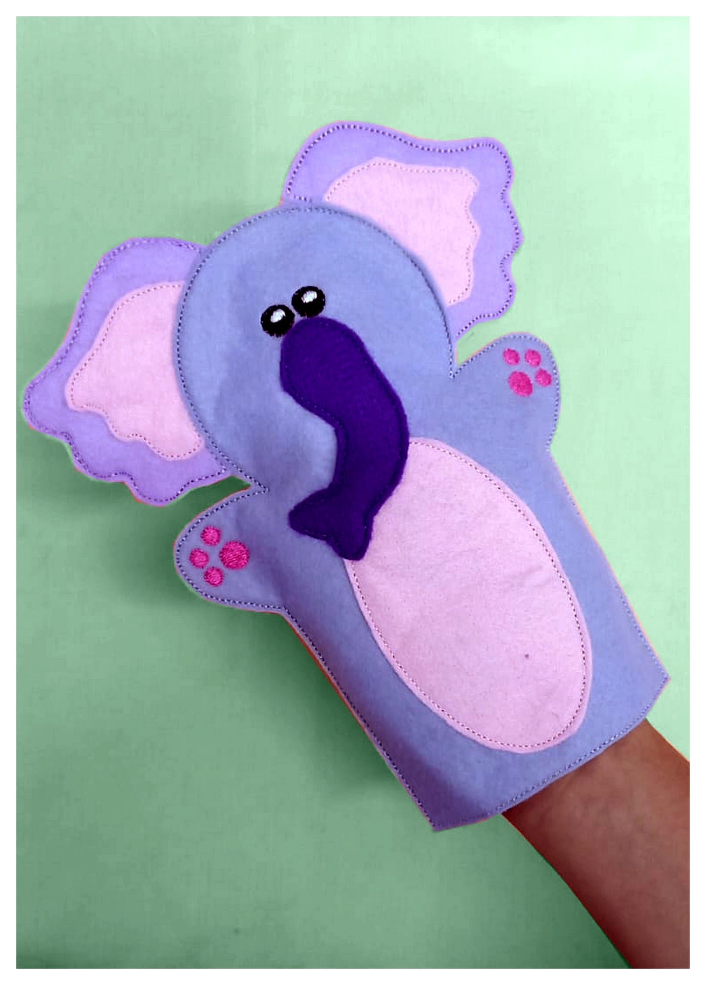 Elephant Puppet - ITH Project - Machine Embroidery Design