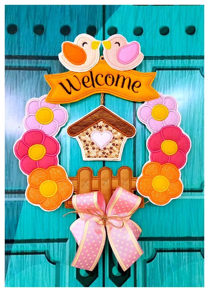 Spring Welcome Wreath - ITH Project - Machine Embroidery Design