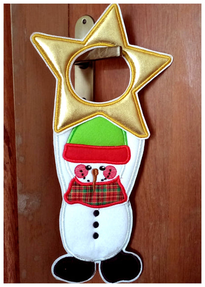 Star Snowman Door Hanger - ITH Project - Machine Embroidery Design