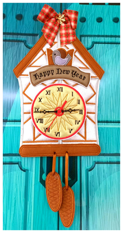 Cuckoo Clock Happy New Year Ornament - ITH Project - Machine Embroidery Design