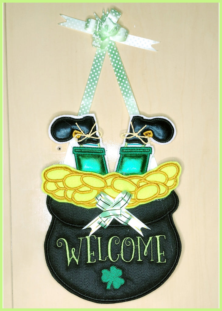 Welcome Leprechaun Ornament - ITH Project - Machine Embroidery Design