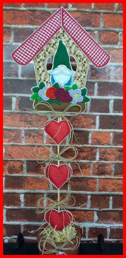 Gnome House Vase Ornament - ITH Project - Machine Embroidery Design