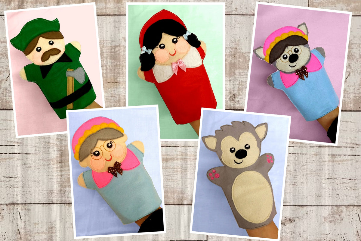 Puppet Labels Little Red Riding Hood Puppets Set - ITH Project - Machine Embroidery ...