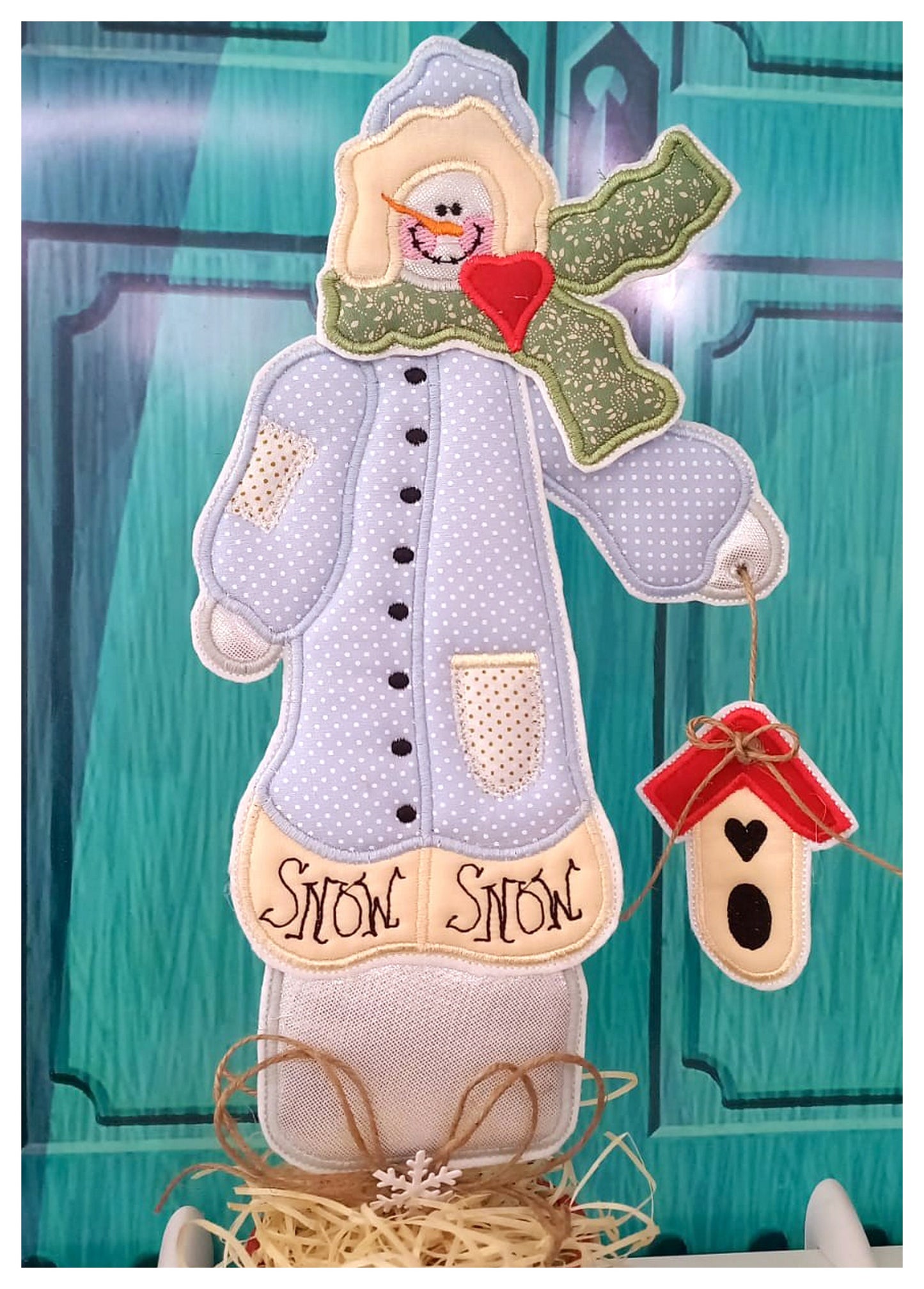 Snowman Holding a Bird House - ITH Project - Machine Embroidery Design