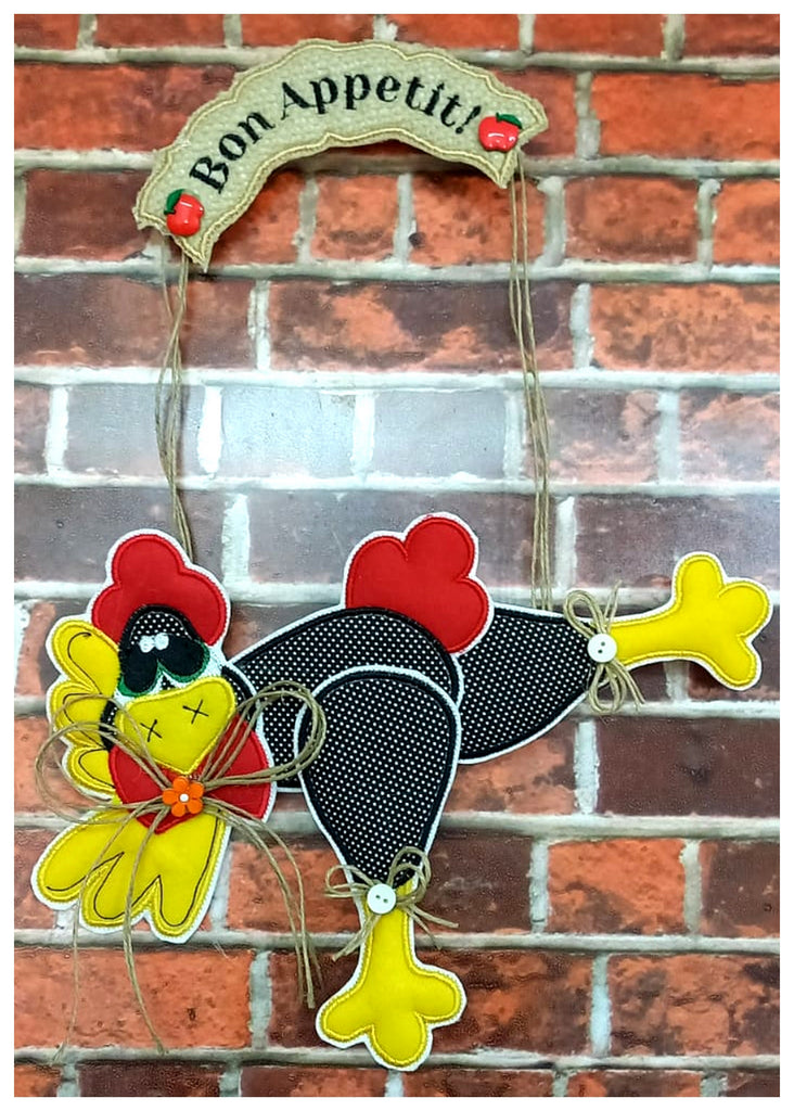 Chicken Ornament Bon Appetit - ITH Project - Machine Embroidery Design