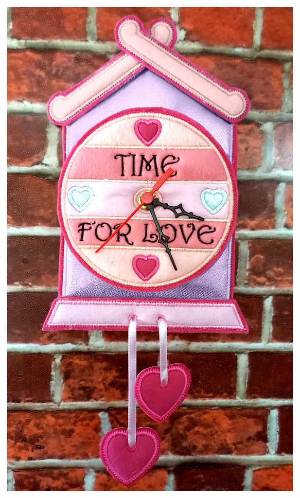 Time for Love Clock Ornament - ITH Project - Machine Embroidery Design