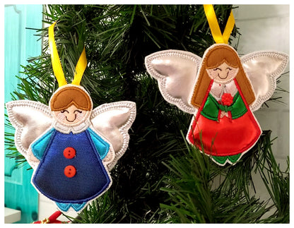 Angels Tree Ornaments Set of 2 Designs - ITH Project - Machine Embroidery Design