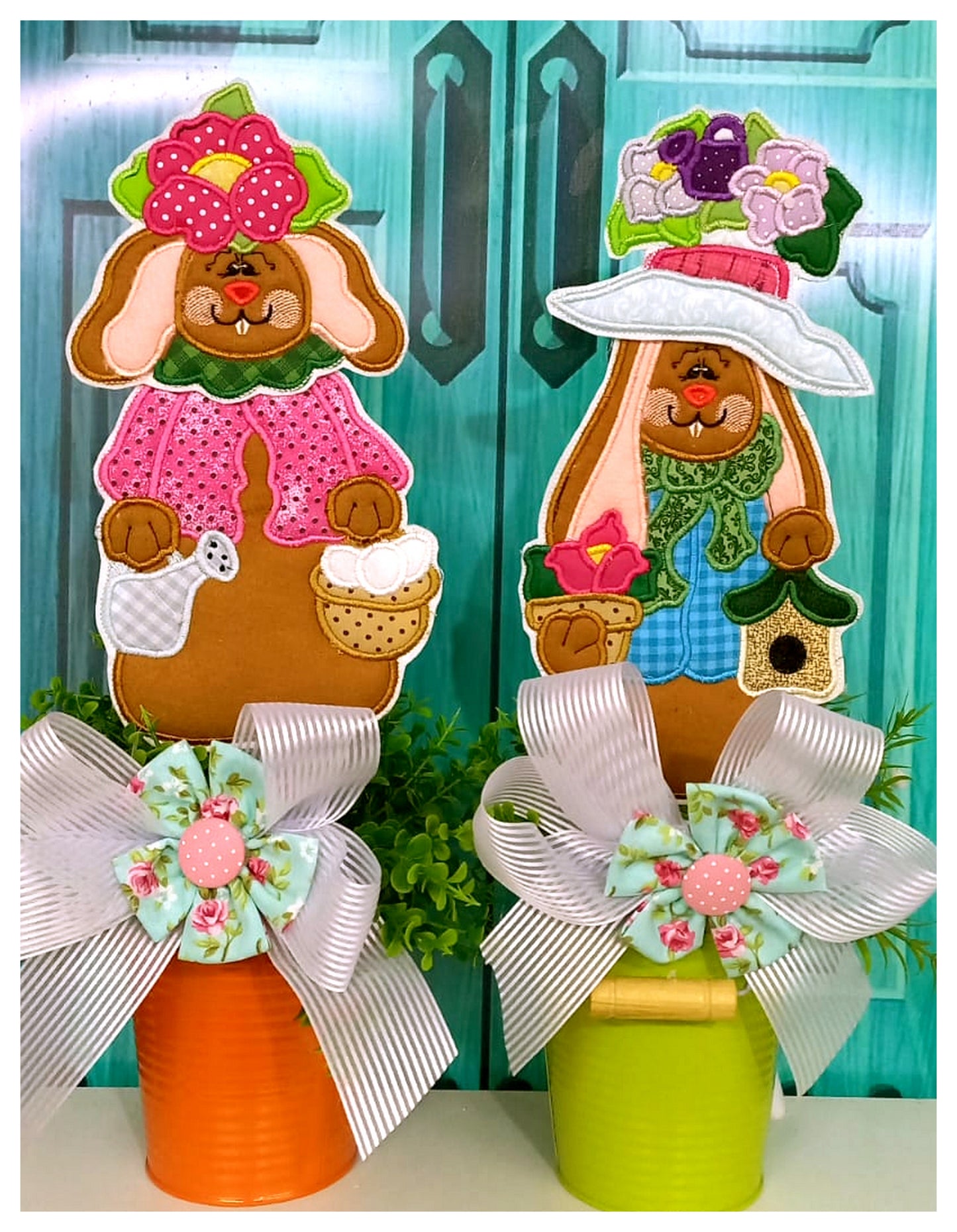 Spring Bunnies Set of 2 designs - ITH Project - Machine Embroidery Design