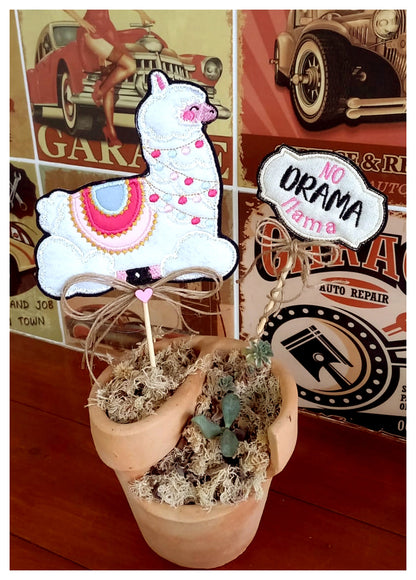 Llama Set of 5 Design Kitchen Ornaments - ITH Project - Machine Embroidery Design