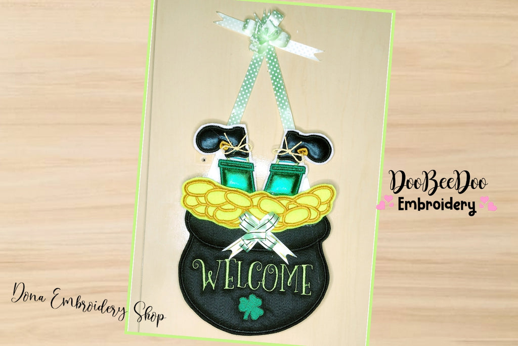 Welcome Leprechaun Ornament - ITH Project - Machine Embroidery Design