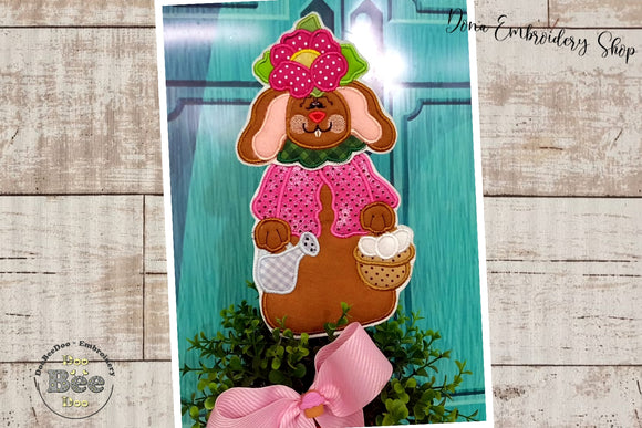 Spring Girl Bunny Ornament - ITH Project - Machine Embroidery Design