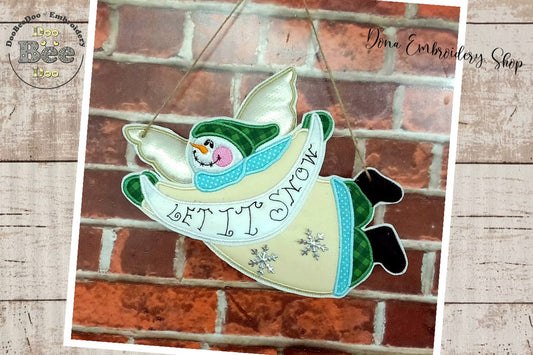 Angel Snowman Let it Snow - ITH Project - Machine Embroidery Design
