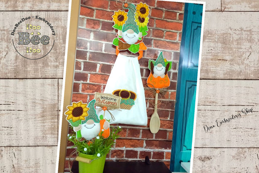 Autumn  Kitchen Gnomes - Set of 4 designs - ITH Project - Machine Embroidery Design