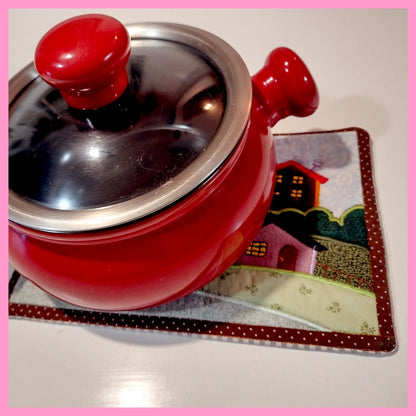 Happy Village Mug Rug - ITH Project - Machine Embroidery Design