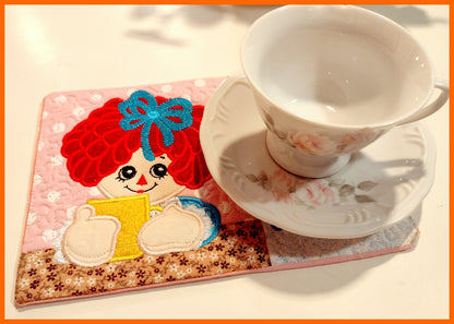 Raggedy Ann Mug Rug - ITH Project - Machine Embroidery Design