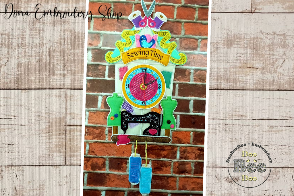 Cuckoo Clock Sewing Time Ornament - ITH Project - Machine Embroidery Design