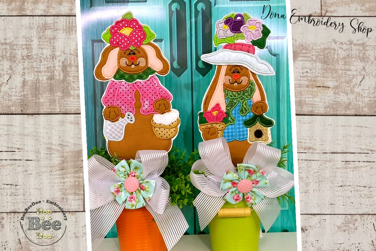 Spring Bunnies Set of 2 designs - ITH Project - Machine Embroidery Design