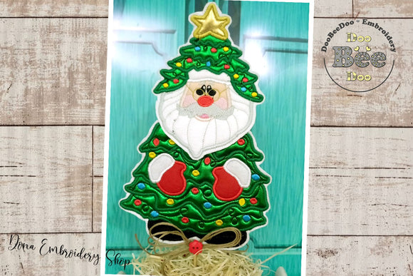 Christmas Tree Santa Vase Ornament - ITH Project - Machine Embroidery Design