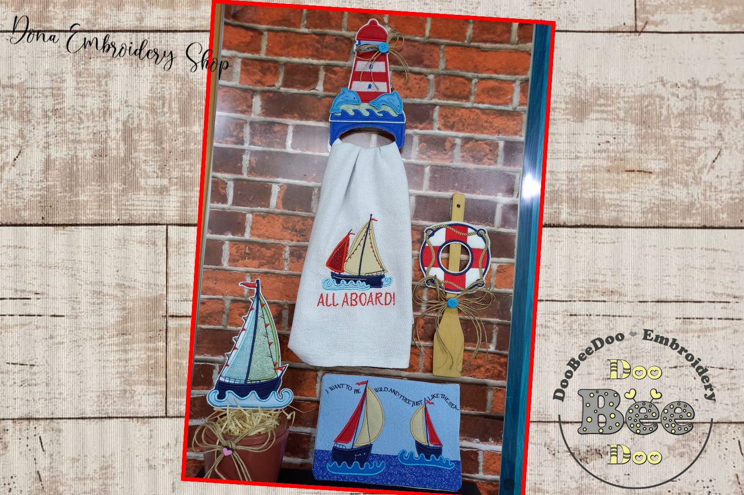 Nautical kitchen Set of 4 Designs - ITH Project - Machine Embroidery Design