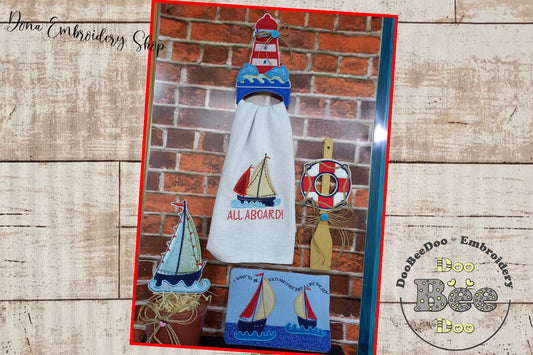 Nautical kitchen Set of 4 Designs - ITH Project - Machine Embroidery Design