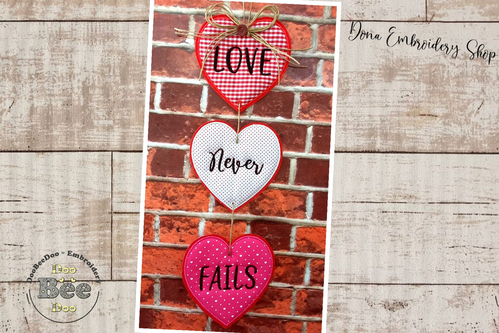 Love Never Fails Ornament - ITH Project - Machine Embroidery Design