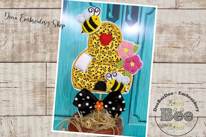 Bee House Vase Ornament - ITH Project - Machine Embroidery Design