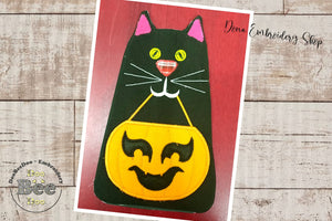 Halloween Cat Mug Rug - ITH Project - Machine Embroidery Design